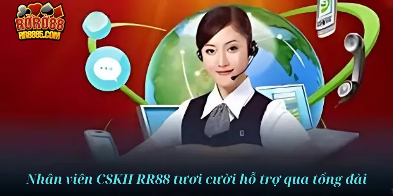 Nhân viên CSKH RR88 tươi cười hỗ trợ qua tổng đài